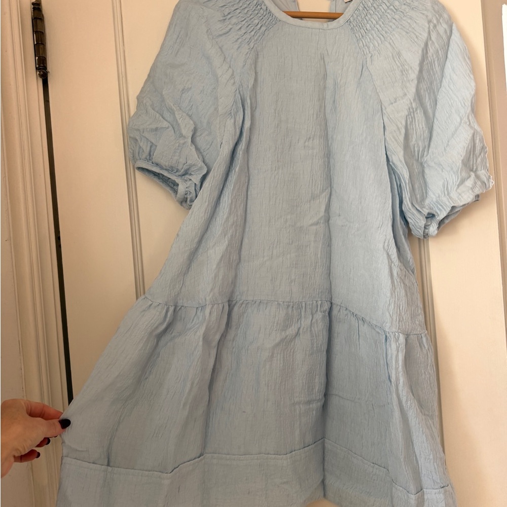Club Monaco Sky Blue Smocked babydoll dress